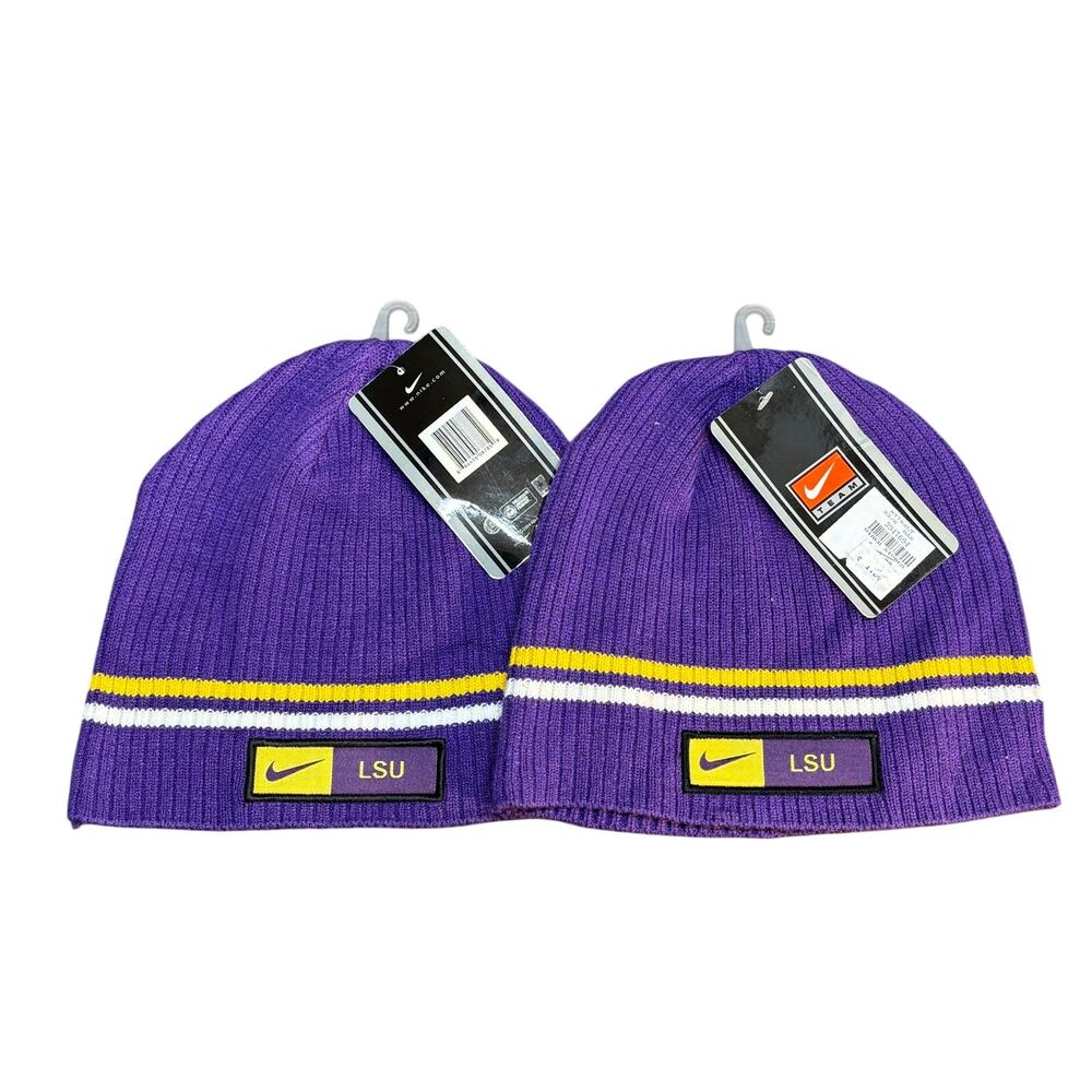 Vintage Team Nike LSU Tigers Beanies Football Collegiate Champs Deadstock Pair